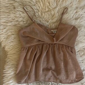 American Eagle Satin Cowl Neck Babydoll Cami — Dusty Pink — XS